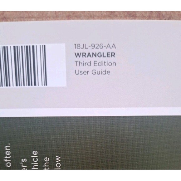 2018 JEEP WRANGLER OWNERS MANUAL User Guide & Case 18JL- 926- AA 3rd Edition - Picture 5 of 10